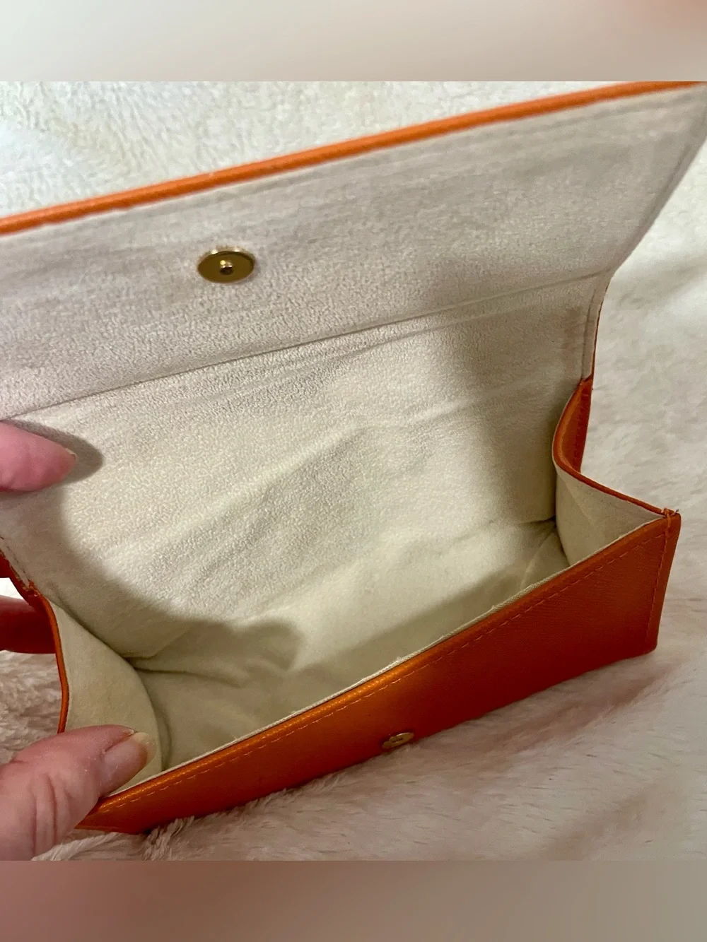 Tory Burch Burnt Orange Leather Logo Sun Glasses Case